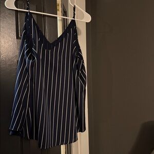 Express Navy and White Pinstripe Tank